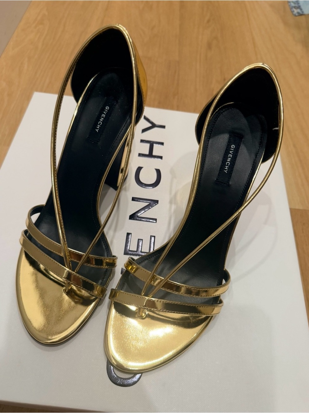 Givenchy Metallic Gold Strappy High Heel Sandals